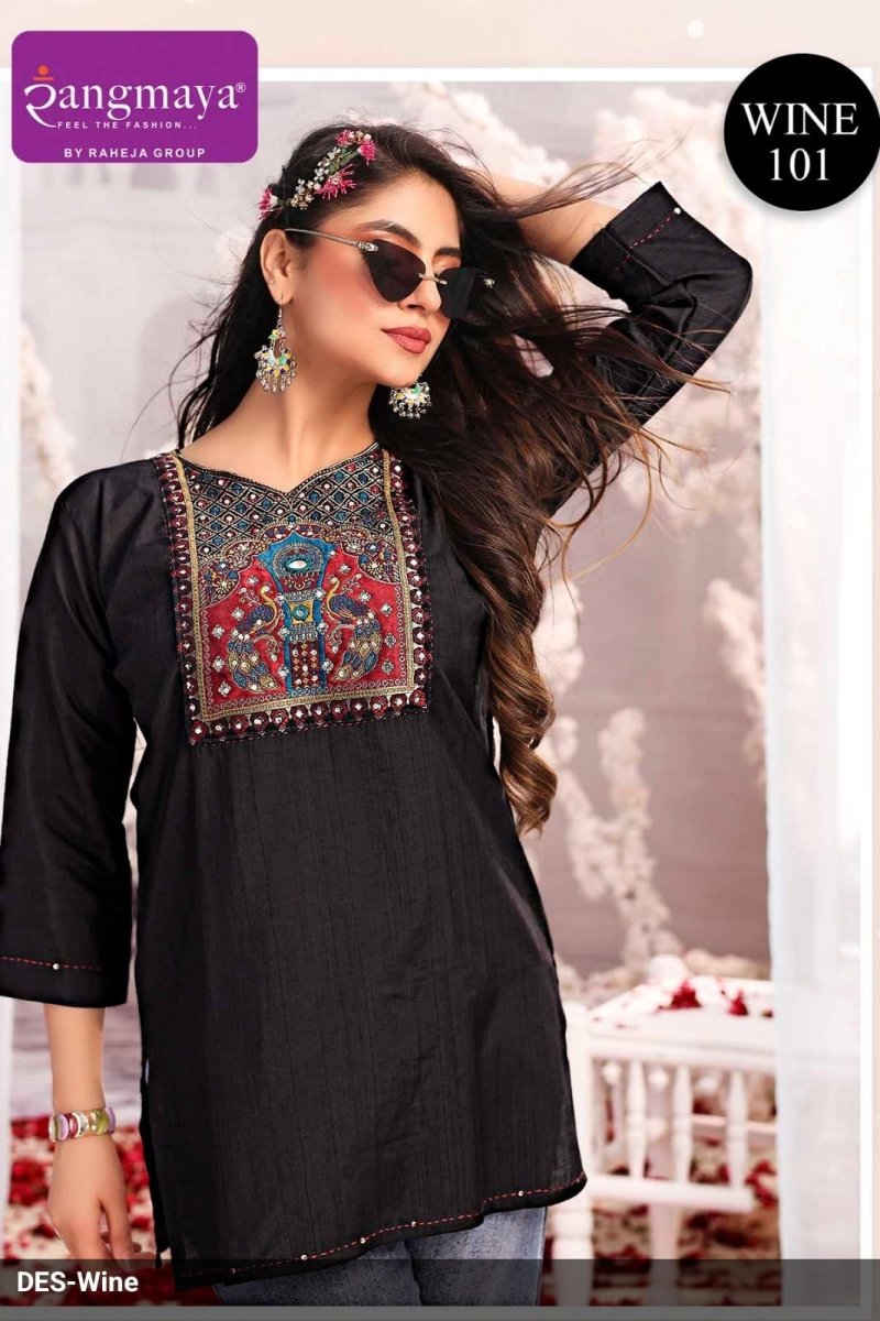 Wine By Rangmaya Cotton With Work Ladies Top